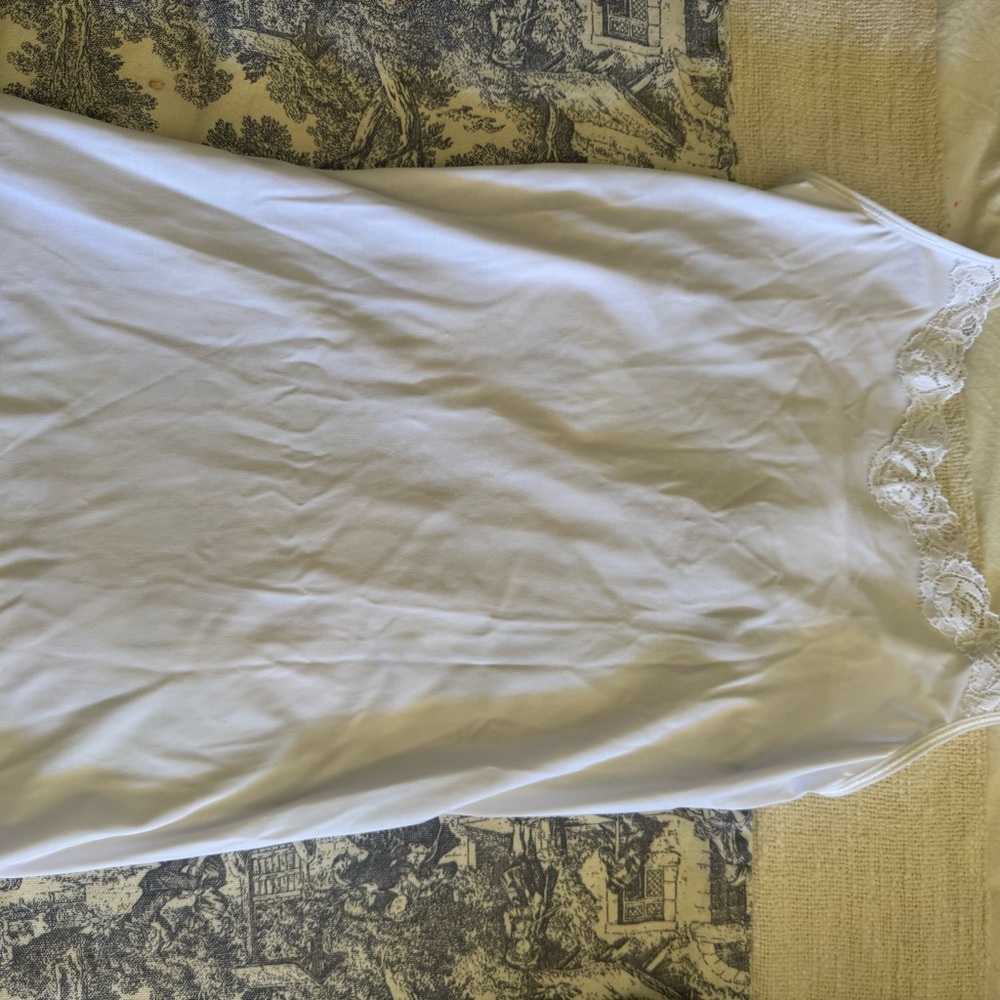 White Lace Trim Slip Dress